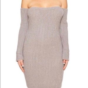 Naked Wardrobe Cold-Shoulder Knit Midi Dress